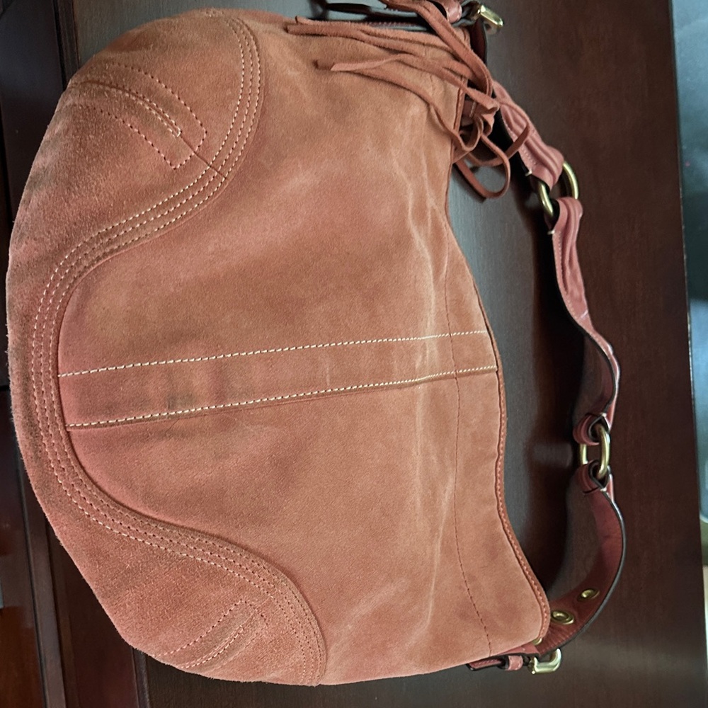 Coach Suede Hobo Bag in Rich Tan